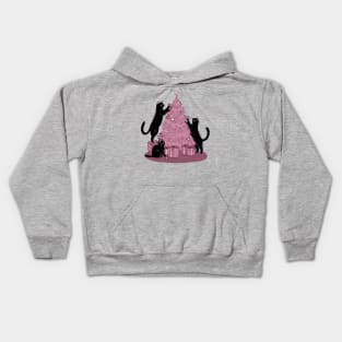 Cats Decorating The Pink Christmas Tree! Kids Hoodie